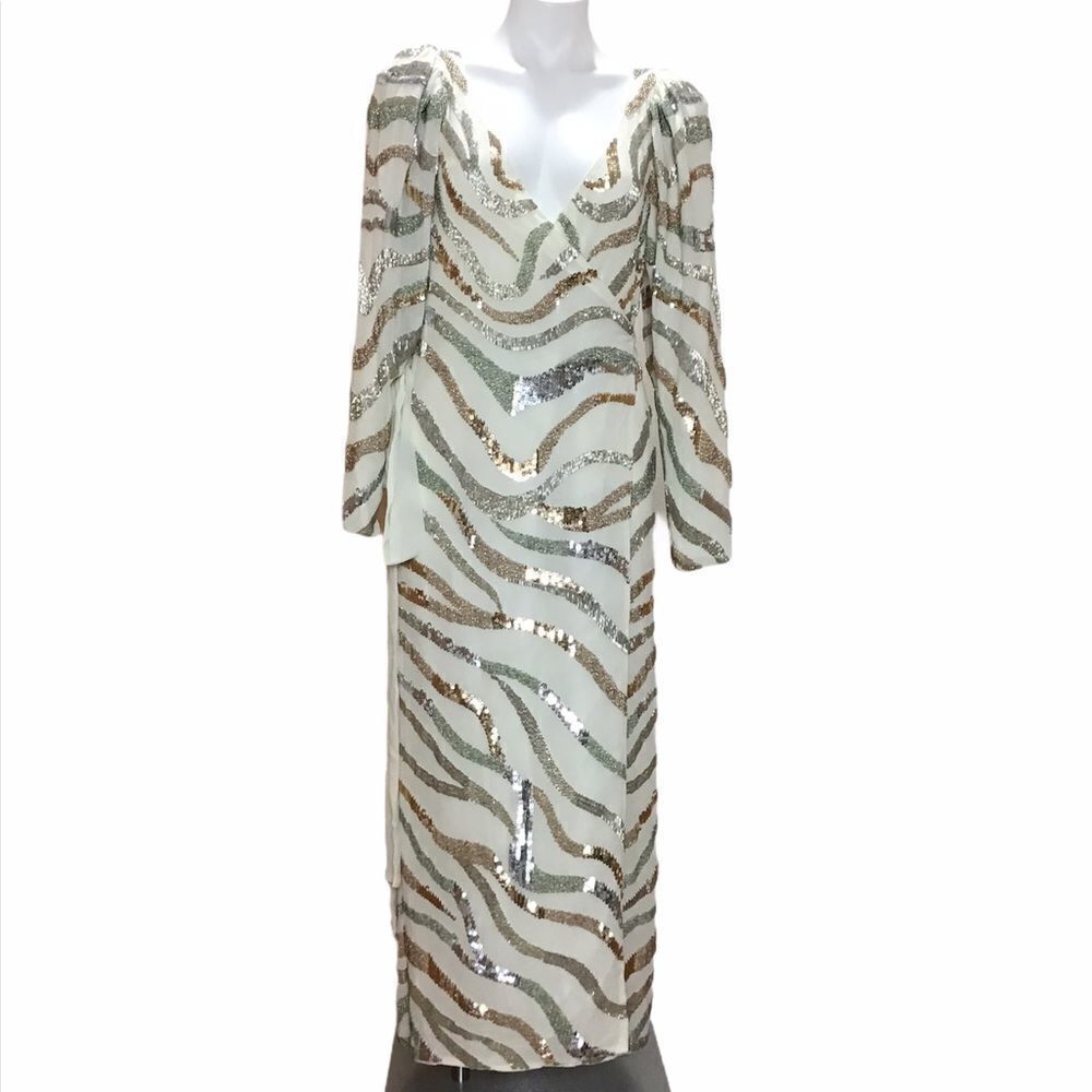 ASOS EDITION Abstract Animal Print Midi Wrap Dress With Sequin Beading New